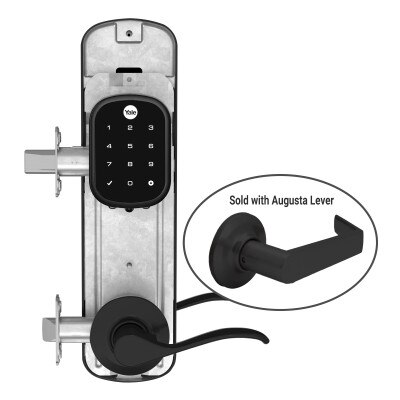 Yale Z-Wave Plus Assure Interconnected Key-Free Touchscreen Lockset, Augusta Lever, Left Handed, 5.5 In. Prep, Black Suede